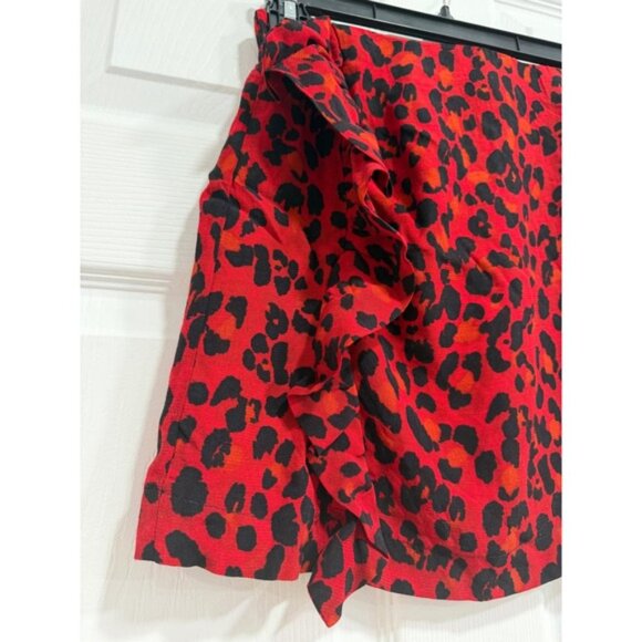 Dresses & Skirts - ZARA Trafaluc Collection Red Black Leopard Print Ruffle Mini Skirt XS